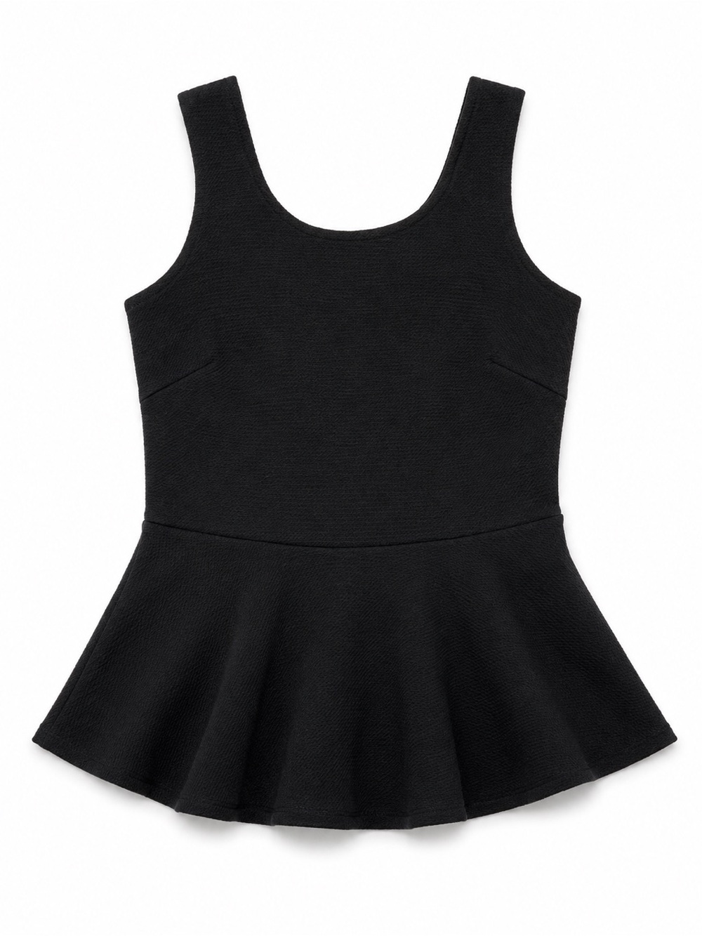 Scoop Neck Black Peplum Tank Top With Bow Back